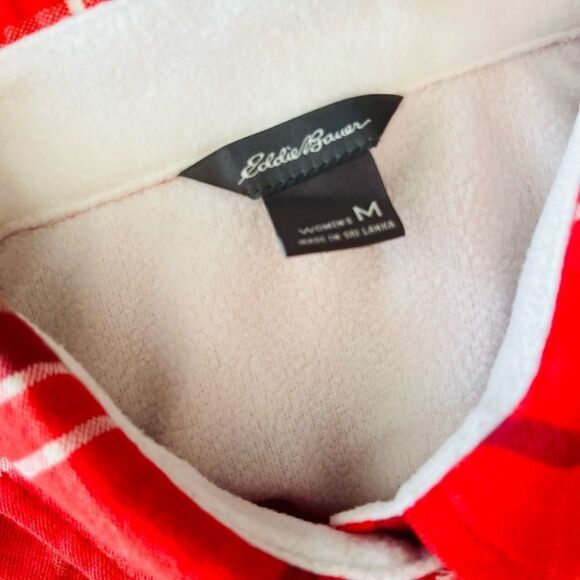 LL Bean cotton blend button front plaid tab sleeve shirt size M. - Picture 9 of 9